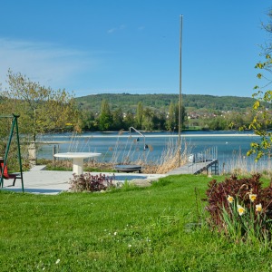 Garten, Schaukel, Sitzplatz, See