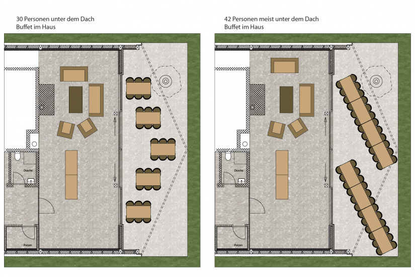 Löchligaischt Beispiel-Layouts für Bankette draussen
