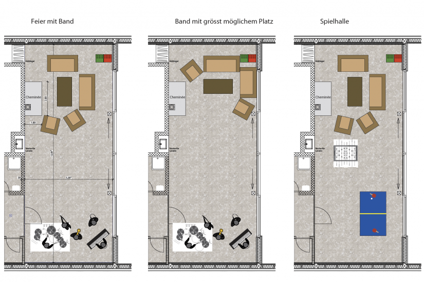 Löchligaischt Beispiel-Layouts für Konzerte und Feiern